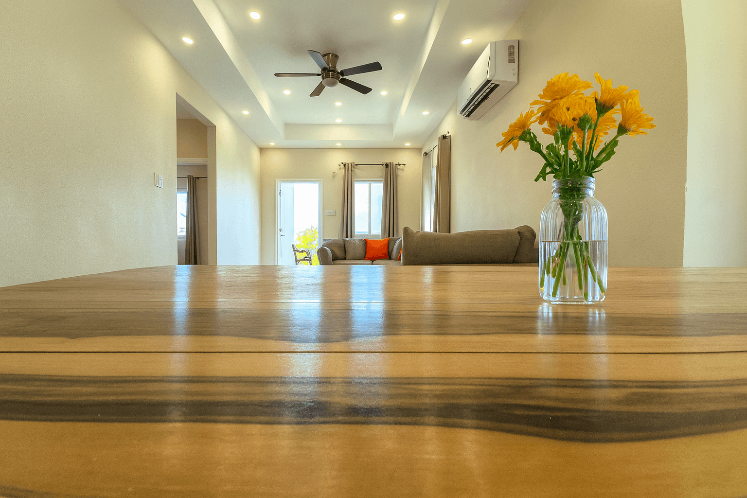 Dining area with beautiful table