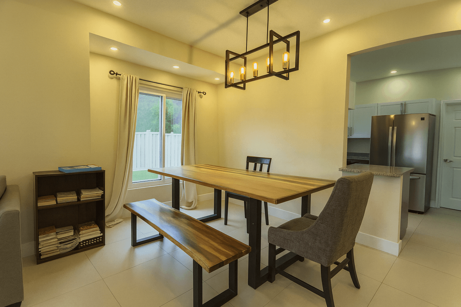 Dining room with modern fixtures