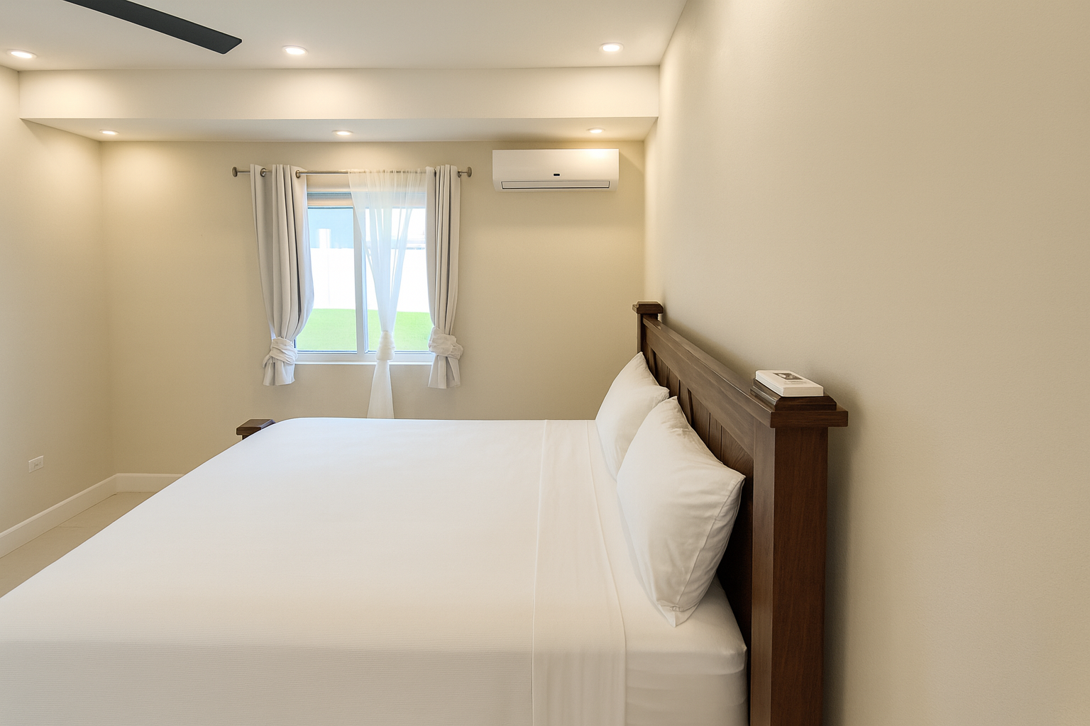 Master bedroom with ocean-inspired decor